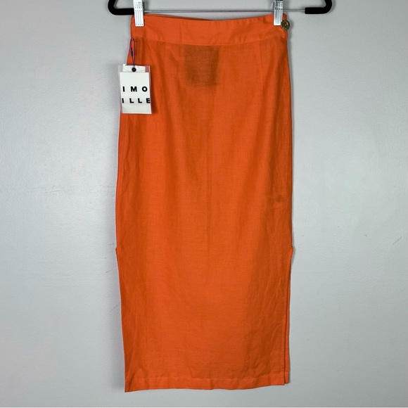 NEW SIMON MILLER ORANGE MIDI SKIRT - Picture 2 of 7